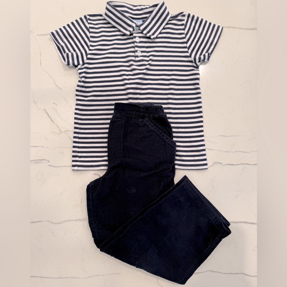 Bella Bliss Navy and White Striped Polo Set
